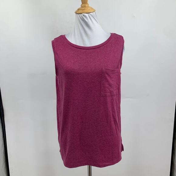 Mirol Tank Top Womens S Small Geranium Crew Neck Chest Pocket Sleeveless Stretch - Picture 2 of 12
